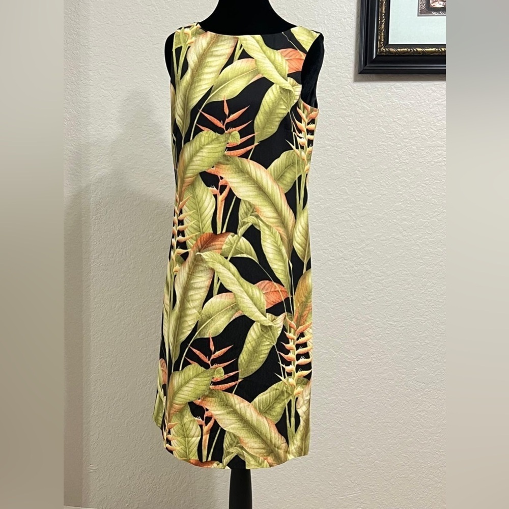Tommy Bahama Black and Green Leaf Dress
